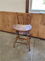 Wooden high chair with tray