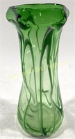 Hand Blown Green Glass Abstract Vase