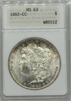 1882 CC Morgan Silver Dollar PNG MS63