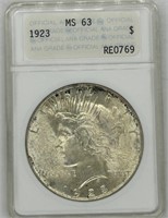 1923 Peace Silver Dollar PNG MS63