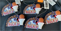 5 Basketball Rocks Ornaments 3.5''