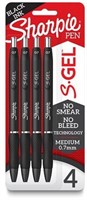 Sharpie S-Gel 0.7mm Gel Pens Medium Pt 4pk Black
