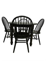 Oval Black Table & 4 Chairs with Scuffs & Nicks