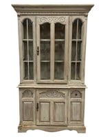 Shabby Chic Distressed White Hutch Cabinet