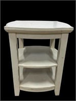White Wood End Table with Two Shelves