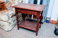 Antique Oak Accent Stand w/1 Drawer and Mid Shelf