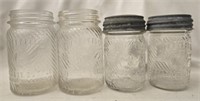 Lot of 4 vintage jumbo glass jars