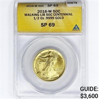 2016-W 50C 1/2oz Walking Lib. Gold ANACS SP69