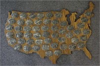 c.1980 ADM US & 50 State Brass Belt Buckle Set