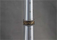Vogt Sterling & 14k Gold Engraved Ladies Ring