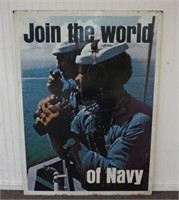 1960's U S Navy Metal Recruiter Sign Double Sided