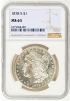 Coin 1878-S Morgan Silver Dollar-NGC-MS64