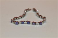 14kt white gold Tanzanite and Diamond Bracelet