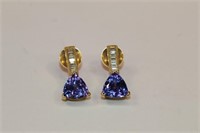 18kt yellow gold Tanzanite & Diamond Earrings