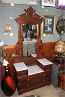 Marble topped 4 drawer Oak Vanity