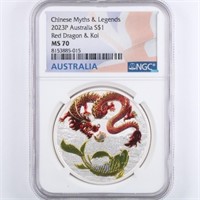 2023 Red Dragon & Koi NGC MS70 Silver 1oz