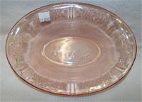 Pink Glass Oval Vegetable Bowl, Sharon Rose