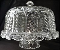 heavy lead crystal cake stand or vegetable server