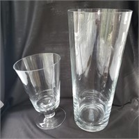 two open glass vases ground polished rims