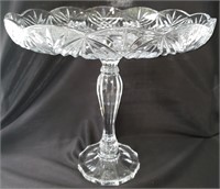 Large heavy lead crystal pedestal cake stand