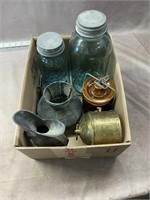blue mason jars brass item and more