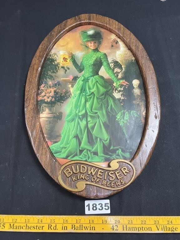 Vintage Budweiser Green Lady Sign