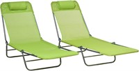 Outsunny 2 Piece Folding Chaise Lounge Chairs  Poo