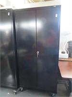 uline 2 door metal cabinet w/wheels 77" x 36" x18"