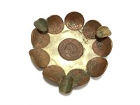 4"Dia Metal Ashtray w/ Mexican Coins