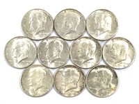 10 Silver Kennedy Half Dollars 1964, Halfs, US