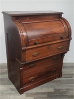 Antique walnut rolling top secretary writing desk