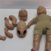 (2) COMPOSITION DOLLS. (1) NEEDS REPAIR. AS