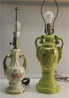 1940-1950 POTTERY LAMP LOT. 20" & 22". AS FOUND.