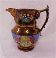 1860's copper lustre English cream pitcher, 6.25"