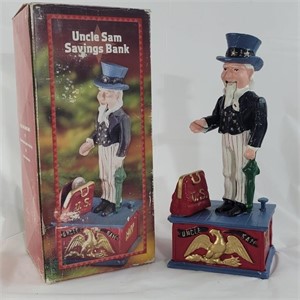 Vintage cast iron Uncle Sam savings Bank