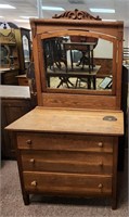 Victorian Golden Oak Dresser w/ Mirror