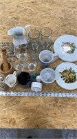 Glasses, Coffee Cups, Timer, Wood Pestle and