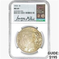1925 Silver Peace Dollar NGC MS64