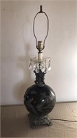 Victorian lamp with brass & glass accents