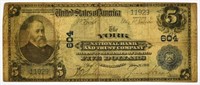 1904 York National Bank & Trust Co. $5 Note