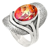 Sterling Silver Kingman Orange Dahlia Ring