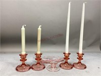 Pink Glass Candle Holders & More