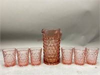 Vintage Jeanette Style  Glass Pitcher & Cups