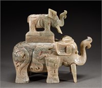 Ming Dynasty Hotan jade elephant type lid furnace