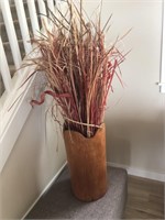 Wood Vase with grass (living room) 
H 18”
W 9”