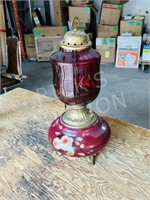 antique oil lamp base w/ modified shade