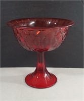 Vintage Large Diamond Pattern Ruby Red Glass