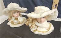 2 ceramic doll heads