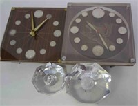 PAPER WEIGHTS & CLOCKS with 2- SILVER MORGANS,