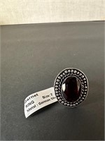 Elegant Garnet German Silver Ring